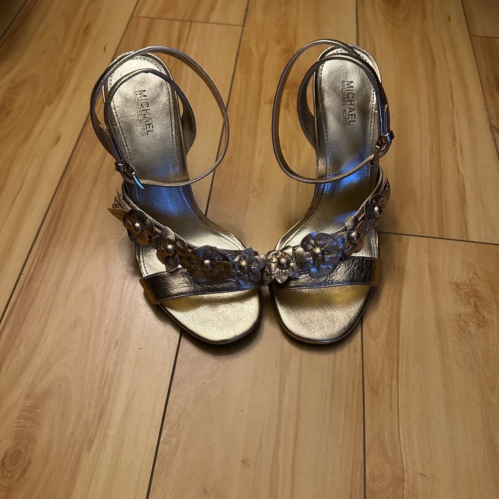 Michael Kors Gold Floral Heels